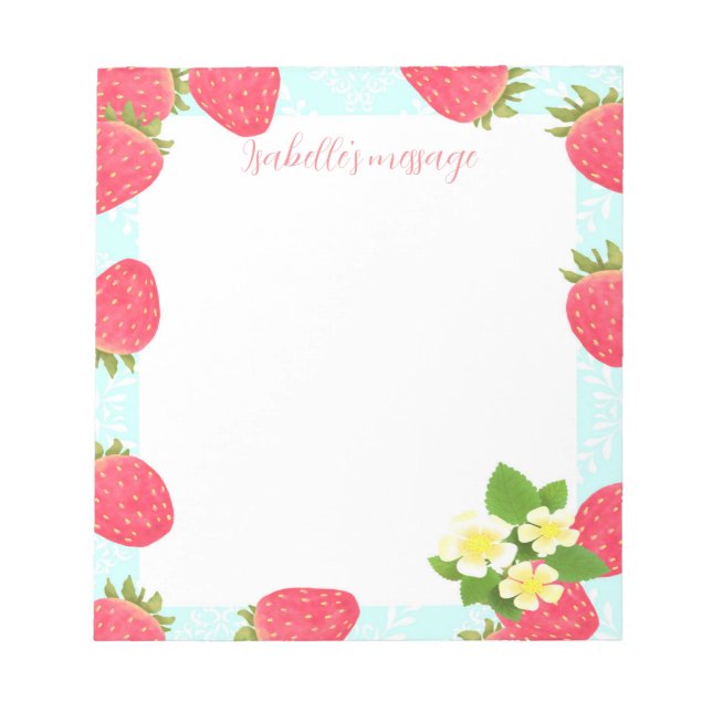 Strawberry Blank Blue Notepad (Front)