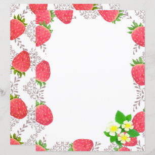 Strawberry Blank White Stationery Paper
