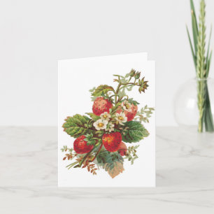 Strawberry Blooms Customizable Card