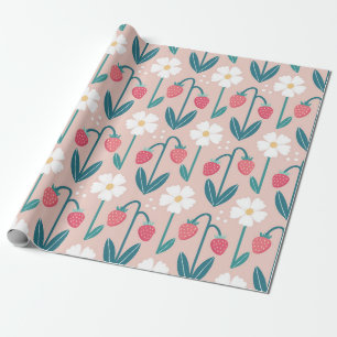 Strawberry Blossom Delight Wrapping Paper