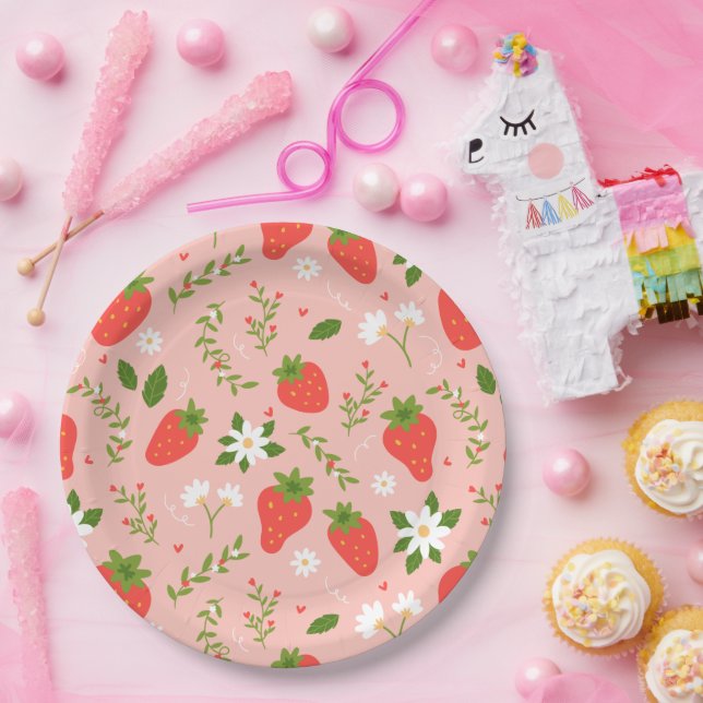 Strawberry Blossom Party Paper Plate (Party)