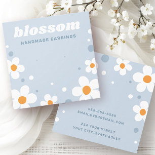 Strawberry blossom retro font blue earring card