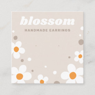 Strawberry blossom retro font neutral earring card