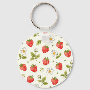 Strawberry Blossom Summer Pattern Keychain