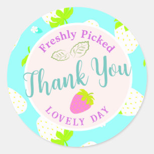 Strawberry Blue Classic Round Sticker
