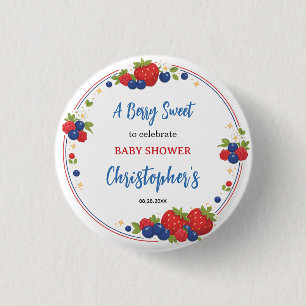 Strawberry Blueberry Berry Sweet Baby Shower 1 Inch Round Button