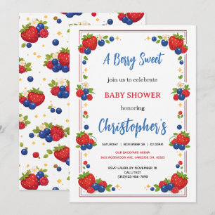 Strawberry Blueberry Berry Sweet Baby Shower Invitation