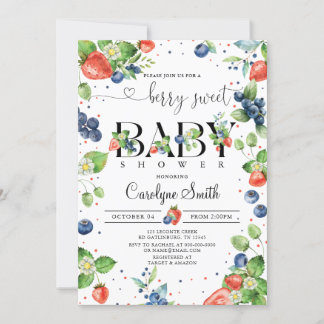 Strawberry Blueberry Berry Sweet Baby Shower Invitation