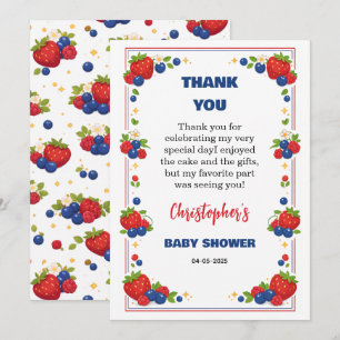 Strawberry Blueberry Berry Sweet Baby Shower Thank You Card