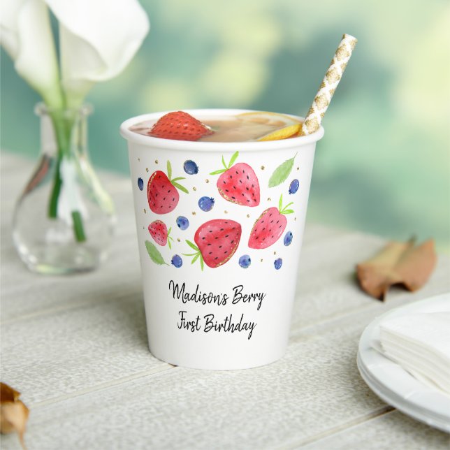 Strawberry Blueberry Berry Sweet Birthday Paper Cups (Insitu)