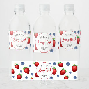 Strawberry & Blueberry Girl Birthday Party Water Bottle Label