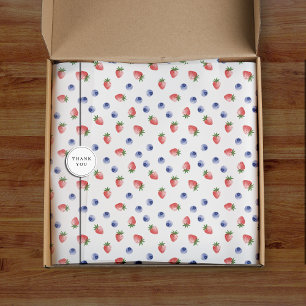 Strawberry Blueberry Pattern Berry Sweet White Tissue Paper
