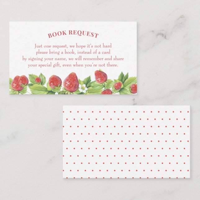 Strawberry Book Request or Book for Baby Card (Front/Back)