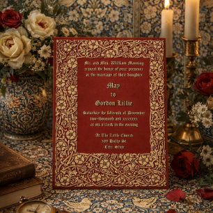 Strawberry Border Customizable Colours Wedding Invitation