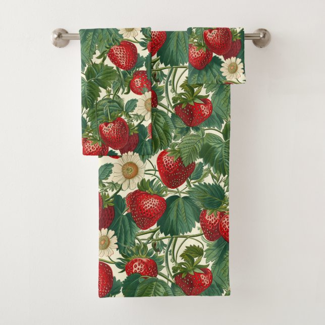 Strawberry Botanical Strawberries Bath Towel Set (Insitu)