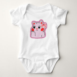 Strawberry Bow Pink Kitty – Cute Cartoon Design fo Baby Bodysuit