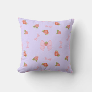 Strawberry Bow Throw Pillow