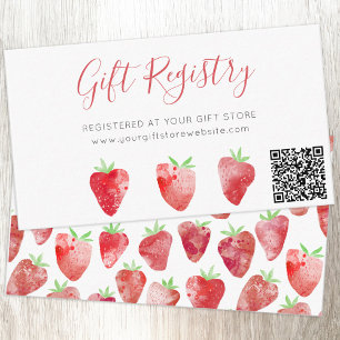 Strawberry Bridal Shower Gift Registry QR Code Enclosure Card