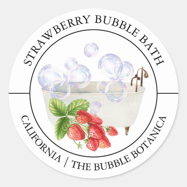 Strawberry Bubble Bath label (Front)