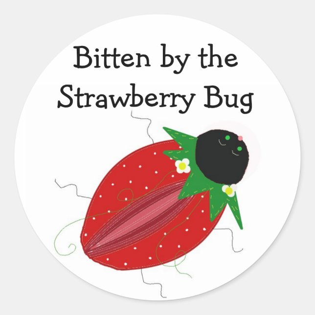 Strawberry Bug Classic Round Sticker (Front)