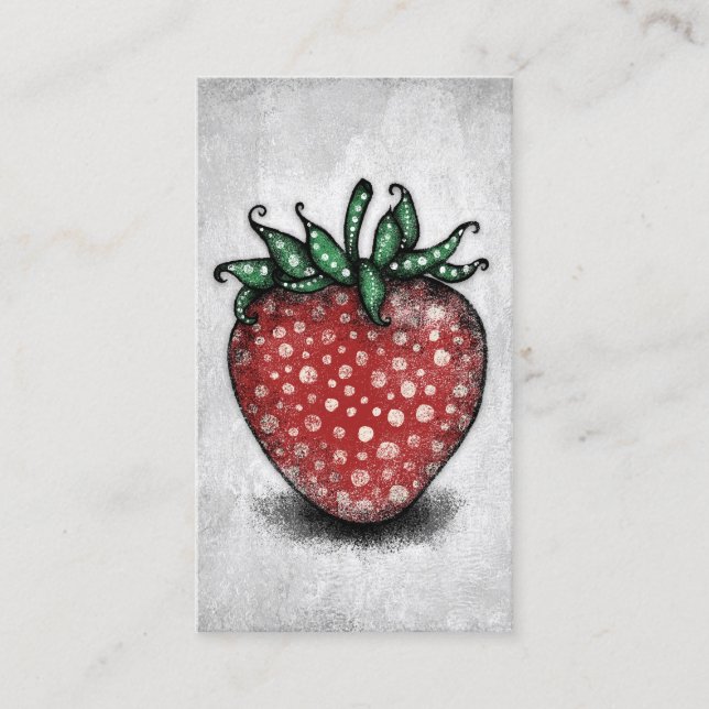 Strawberry Business Cards - Fun Red Green (Front)