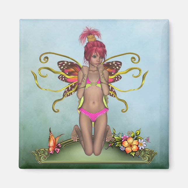 Strawberry Butterfly Fairy Magnet (Front)