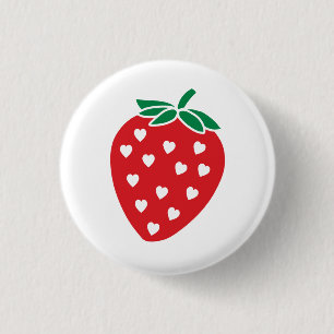 Strawberry Button Sweet Love Heart Strawberry Pin