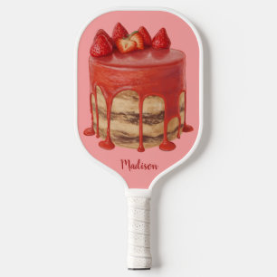 Strawberry Cake custom name Pickleball Paddle