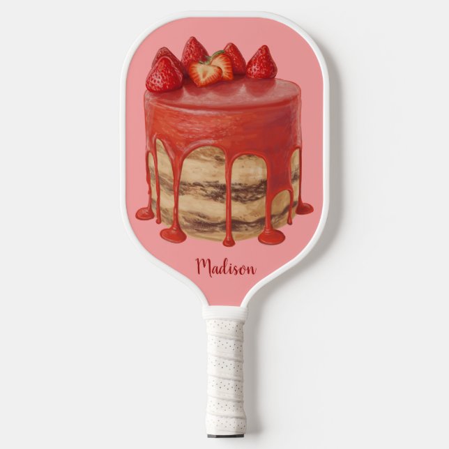 Strawberry Cake custom name Pickleball Paddle (Front)