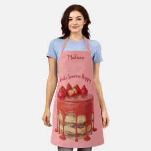 Strawberry Cake custom name & text apron