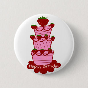 Strawberry cake, Happy Birthday button