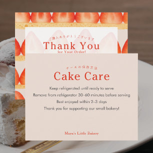 Strawberry Cake Layer Cake Care Instructions Thank You Card