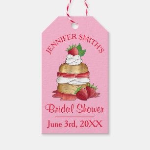 Strawberry Cake Shortcake Bridal Shower Birthday Gift Tags