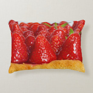 Strawberry cake with mint macro closeup decorative pillow