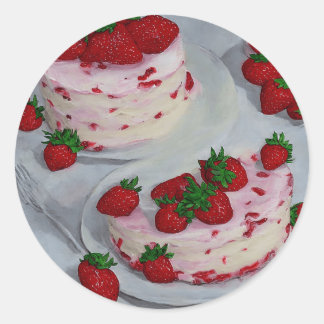 Strawberry cakes classic round sticker