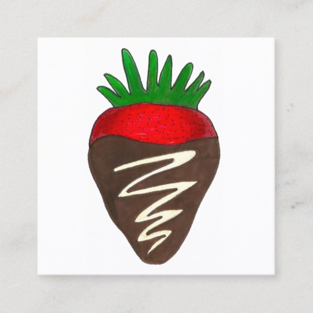 Strawberry Candy Sweets Chocolatier Pastry Food Square Business Card (Front)