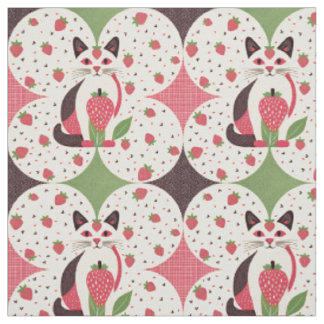 Strawberry Cat Fabric
