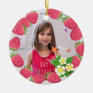Strawberry ceramic ornament