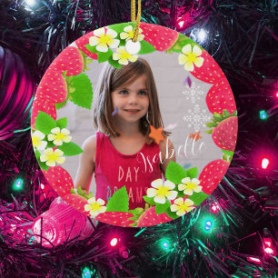 Strawberry  ceramic ornament