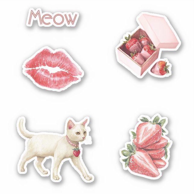 Strawberry Charm White Cat Lips (Front)