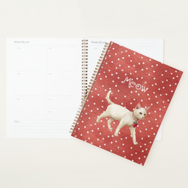 Strawberry Charm White Cat Planner (Display)