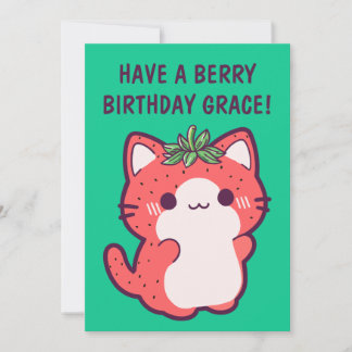 STRAWBERRY CHAT CARTE D'ANNIVERSAIRE