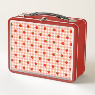 Strawberry & Check (Orange) Metal Lunch Box