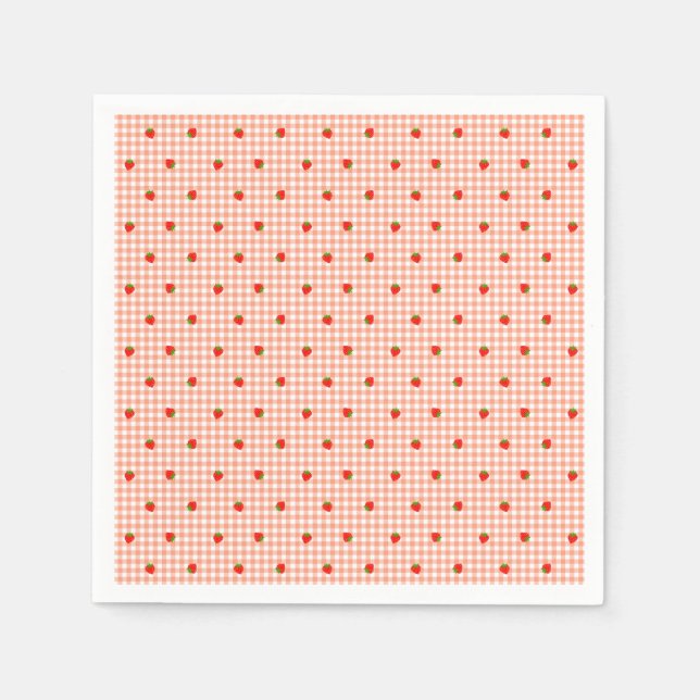 Strawberry check orange napkin (Front)
