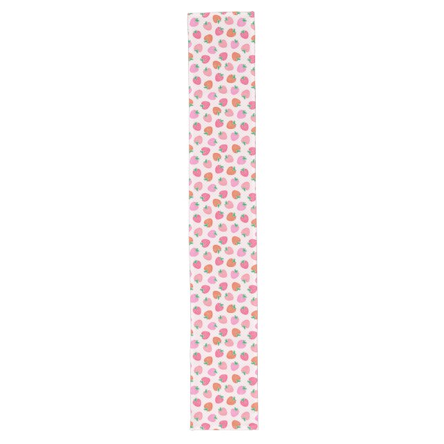 Strawberry Checks - Pink and Red Long Table Runner (Front)