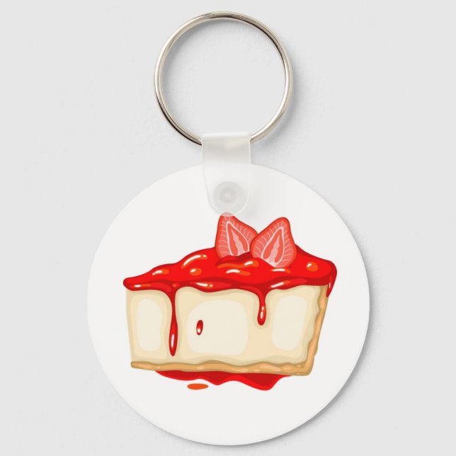 Strawberry Cheesecake delicious cake Keychain (Front)