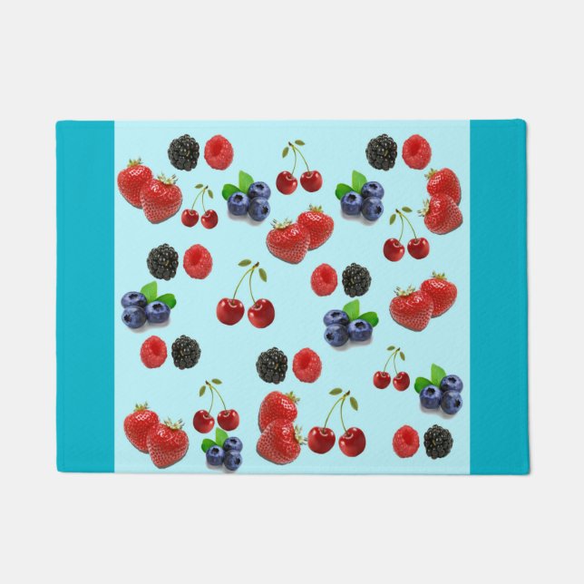 Strawberry cherry blue rasp black berry Door Mat (Front)