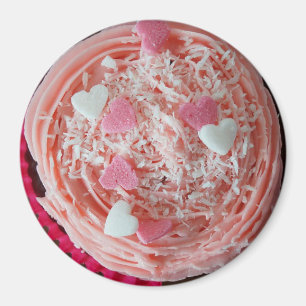 Strawberry Cherry Pink Valentines Cupcake Magnet