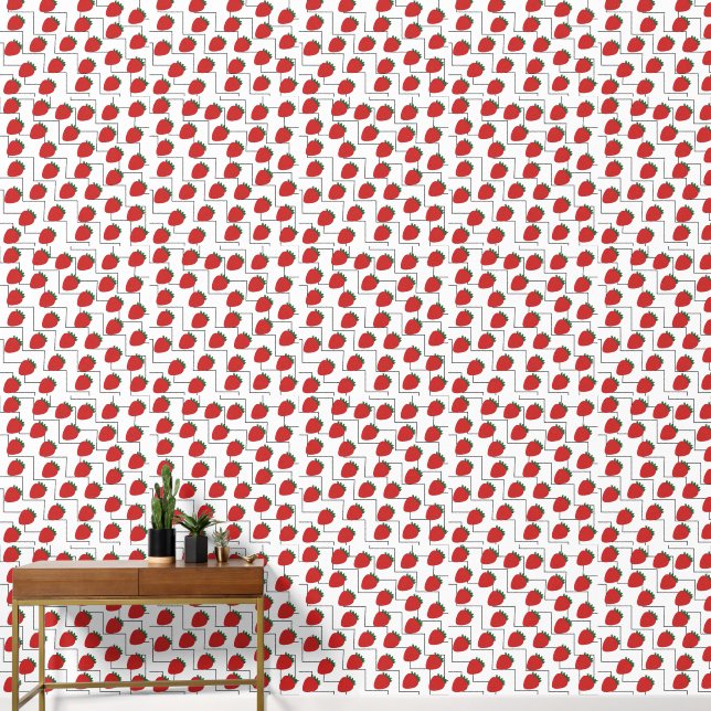 Strawberry Chevron Stripes Wallpaper (Hallway)