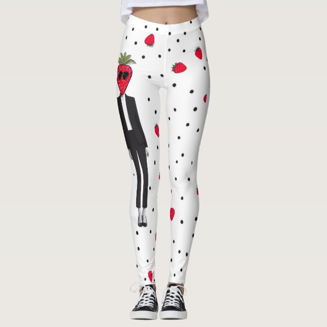 Strawberry Chic – Quirky Fashion Leggings Add a pl (Devant)